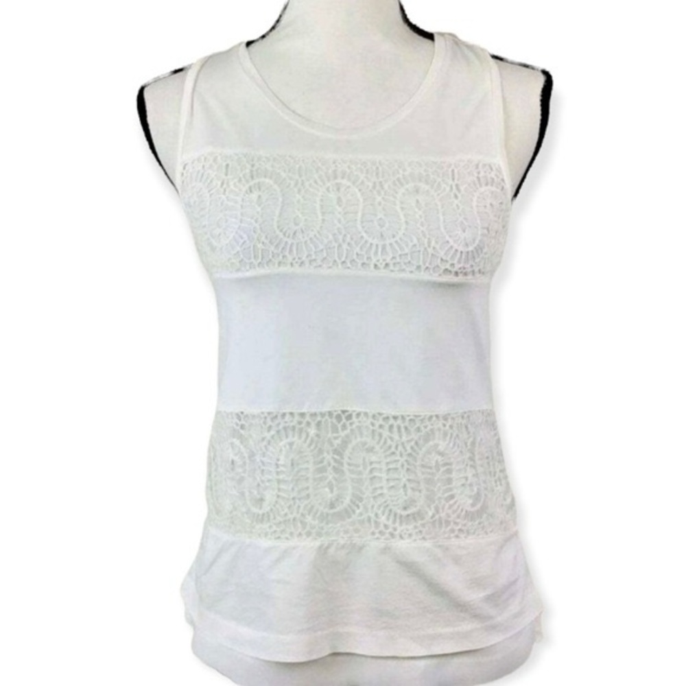J Crew White Lace Panel Tank Top